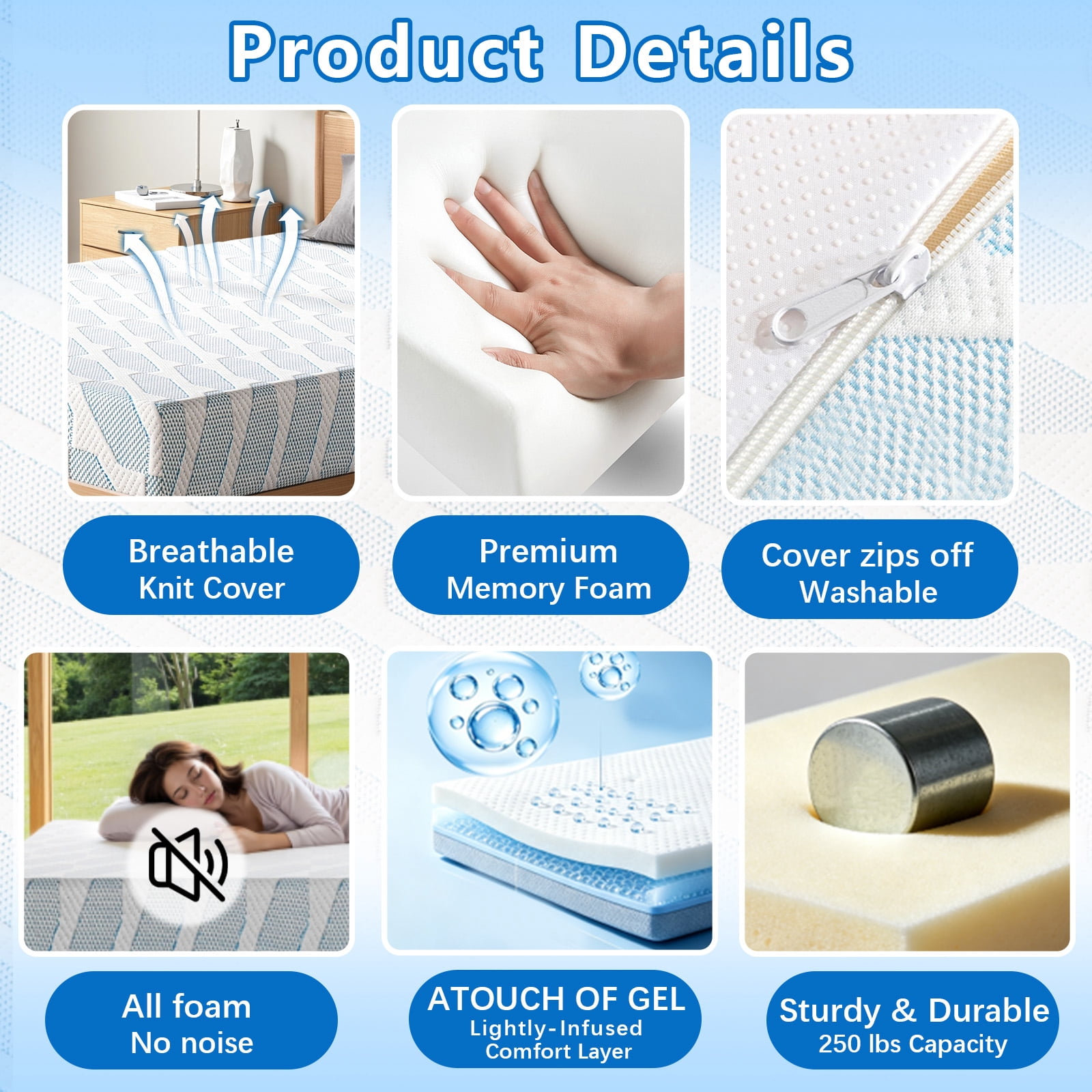 MCPRST 5" Memory Foam Mattress in a Box, Medium Firm with Gel Foam, Twin