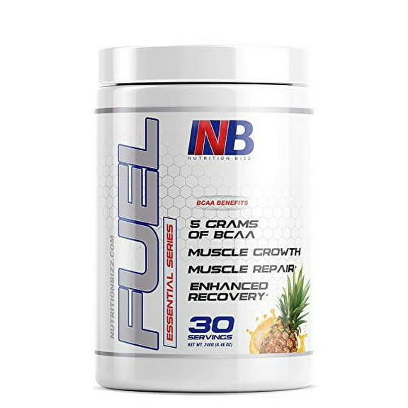NutritionBizz Fuel 2:1:1 BCAA Powder, 5 Grams of BCAAs Amino Acids, Post Workout Recovery Drink for Muscle Building, Recovery, and Endurance, 30 Servings (Pineapple)