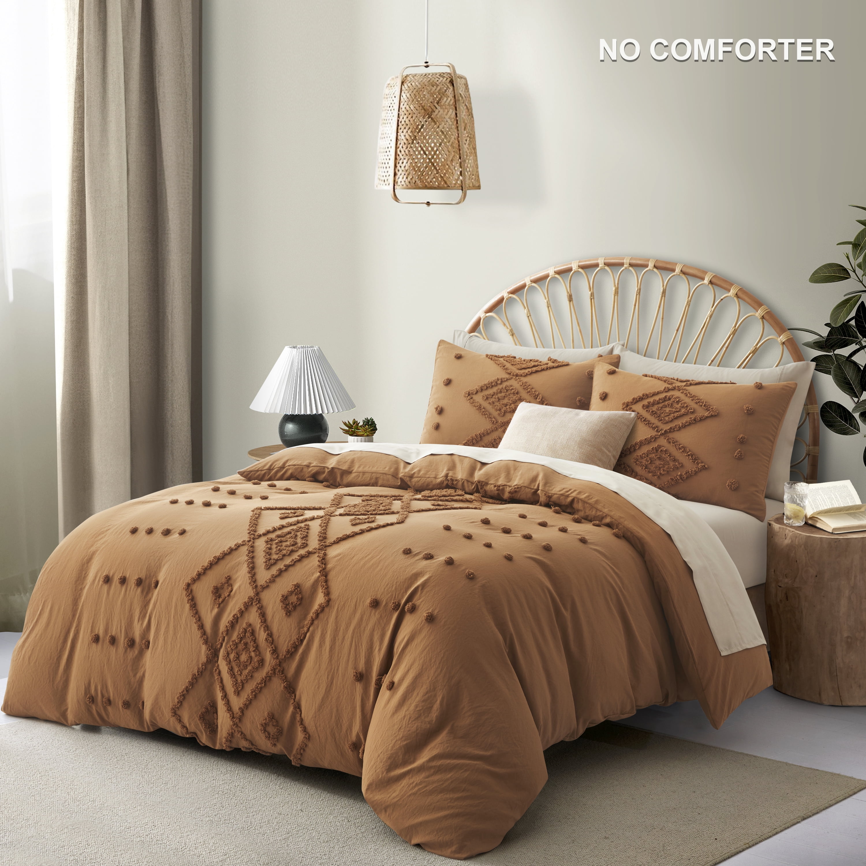 King Duvet Cover, Soft Bedding Set for All Seasons, Comforter Set, Boho Embroidery, Multi Colors & Sizes Available(Pumpkin, 3 Pcs, 104"x 90")