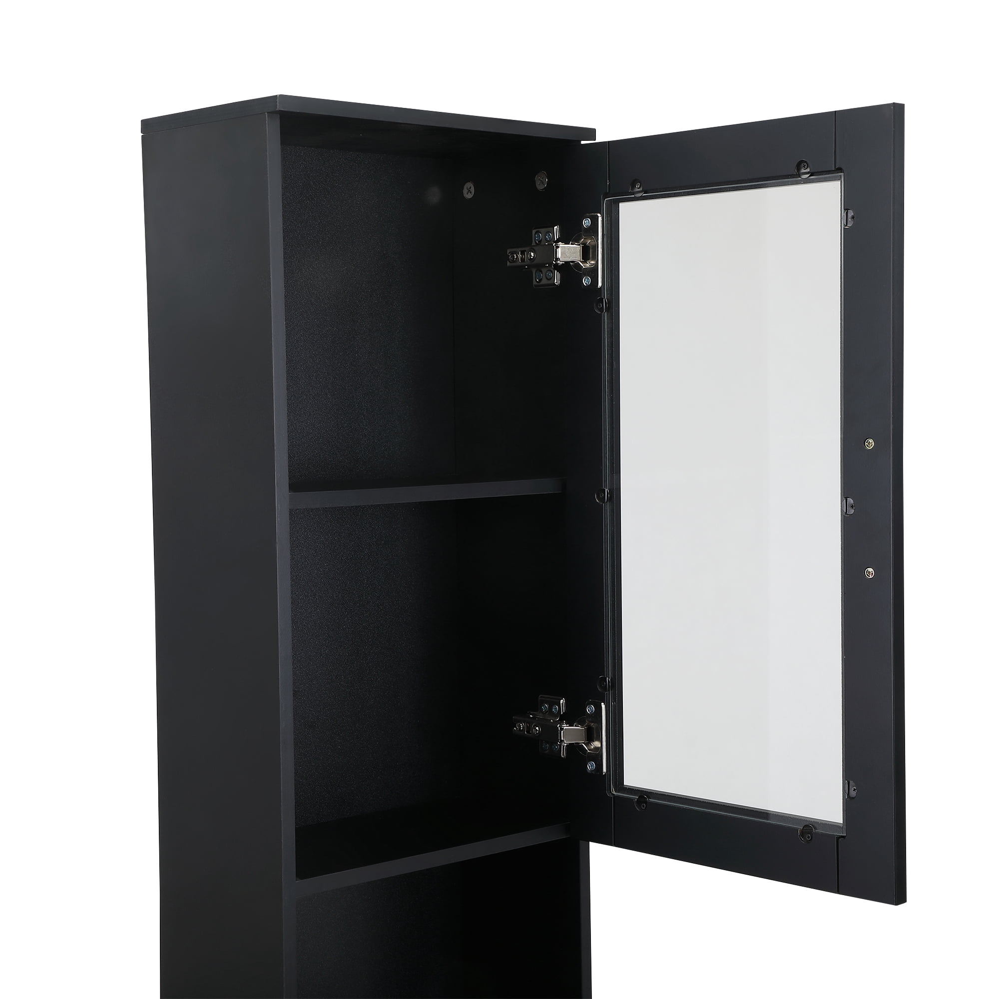 Spaco Classic Barber Station, Salon Station with Locking Drawer, Glass Door, Storage Cabinets, Dryer Holders, Wood Hair Styling Equipment, Black,
