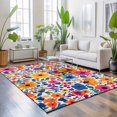 Area Rug 5x7ft Flowers Washable Area Rugs for Living Room Colorful ...