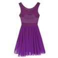 thumbnail image 4 of Robe de Danse Lyrique pour Femmes, Robe de Danse Ballet Sans Manches, Justaucorps de Performance, Robe de Gymnastique, Violet 3TG, 4 of 7