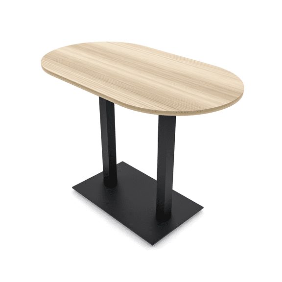 60" Small Racetrack Bistro Height Table Double Metal Base Bar Table