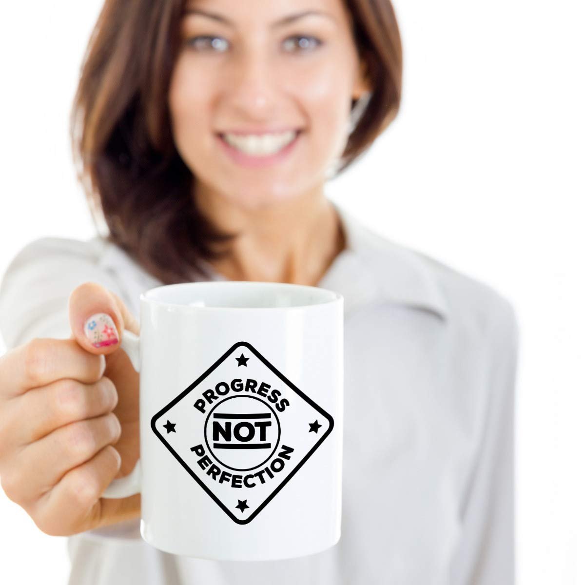 Progress Not Perfection Sobriety Affirmations & Reminder Themed Sign Coffee & Tea Gift Mug, Ornament, Inspiration Décor, Token, Reward & Alcohol, Meth Or Drug Addiction Recovery Gifts For Men & Women - image 2 of 4