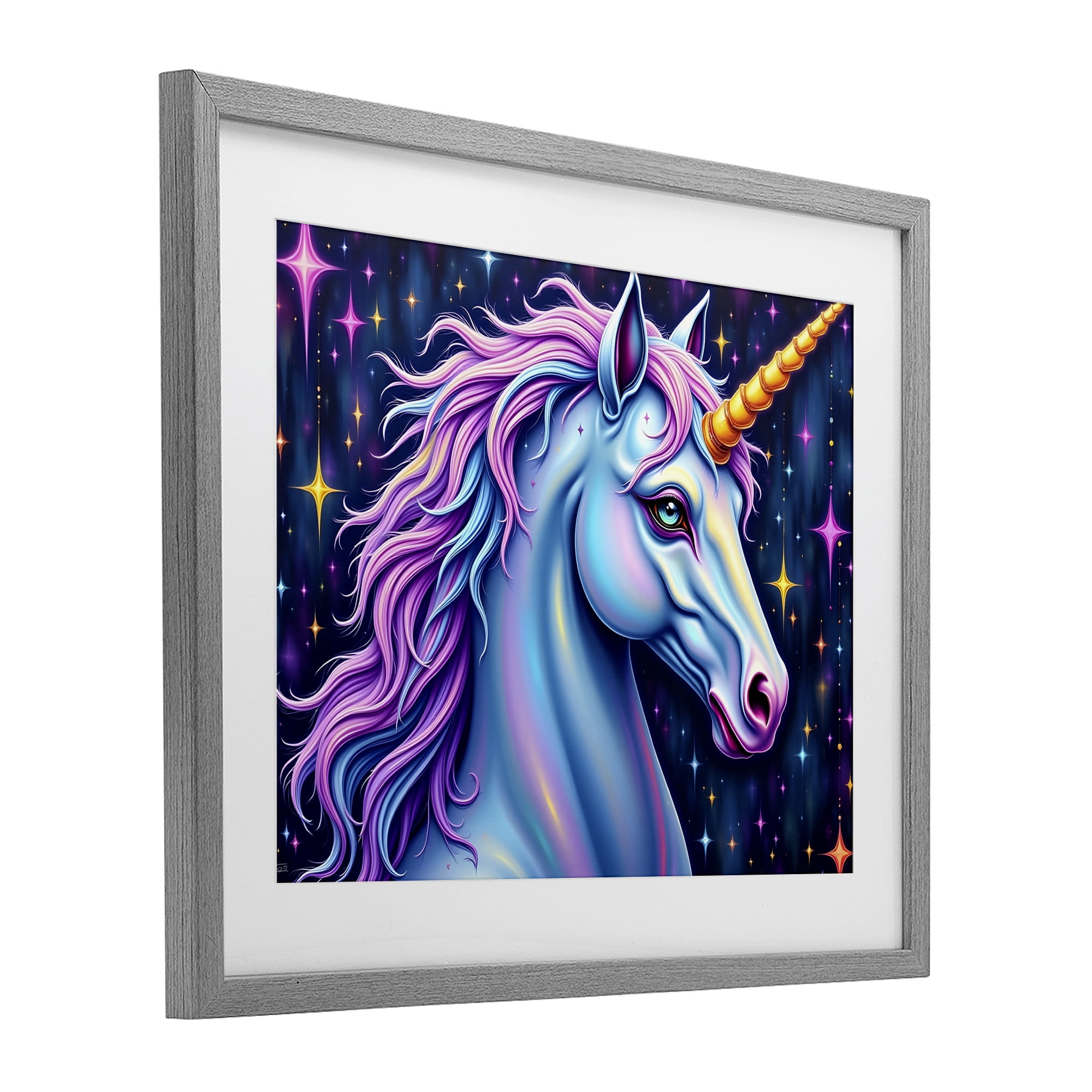 Stupell Industries Star Dancer Unicorn Gray Framed Print Under Glass, design by Tabz Jones