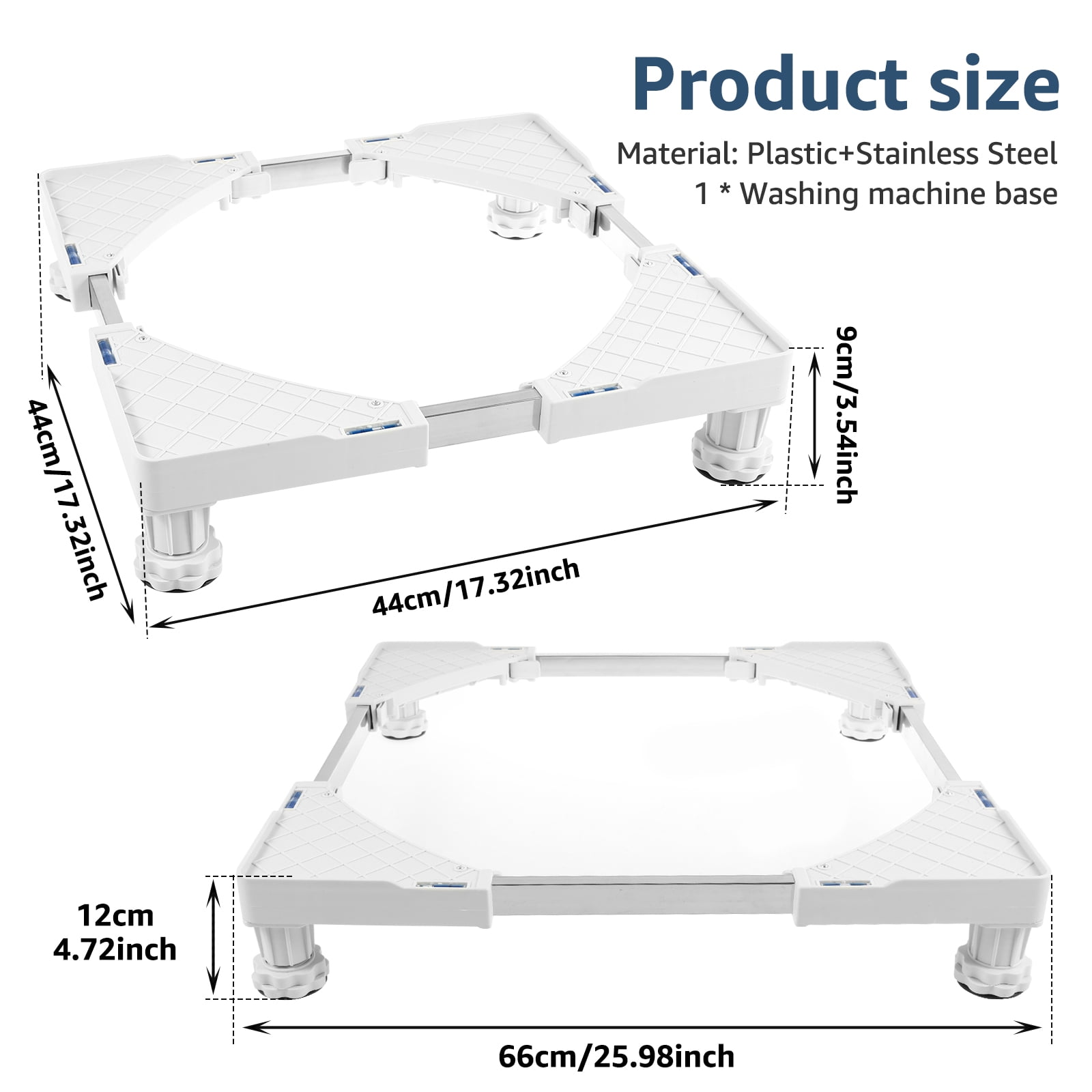 Mini Fridge Stand Adjustable Washer and Dryer Pedestal Lower Noise Washing Machine Stand with Anti Vibration Pads Heavy Duty Refrigerator Stand with 4 Strong Feet for Home Appliance
