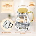 thumbnail image 6 of DUJUST Glass Pitcher with Golden Lid [68 oz], Elegant Diamond Design Water Pitcher with Handle, Decoration for Room, Durable Water Glass Carafe for Ice Tea, Beverage, Hot/Cold Coffee, 6 of 7