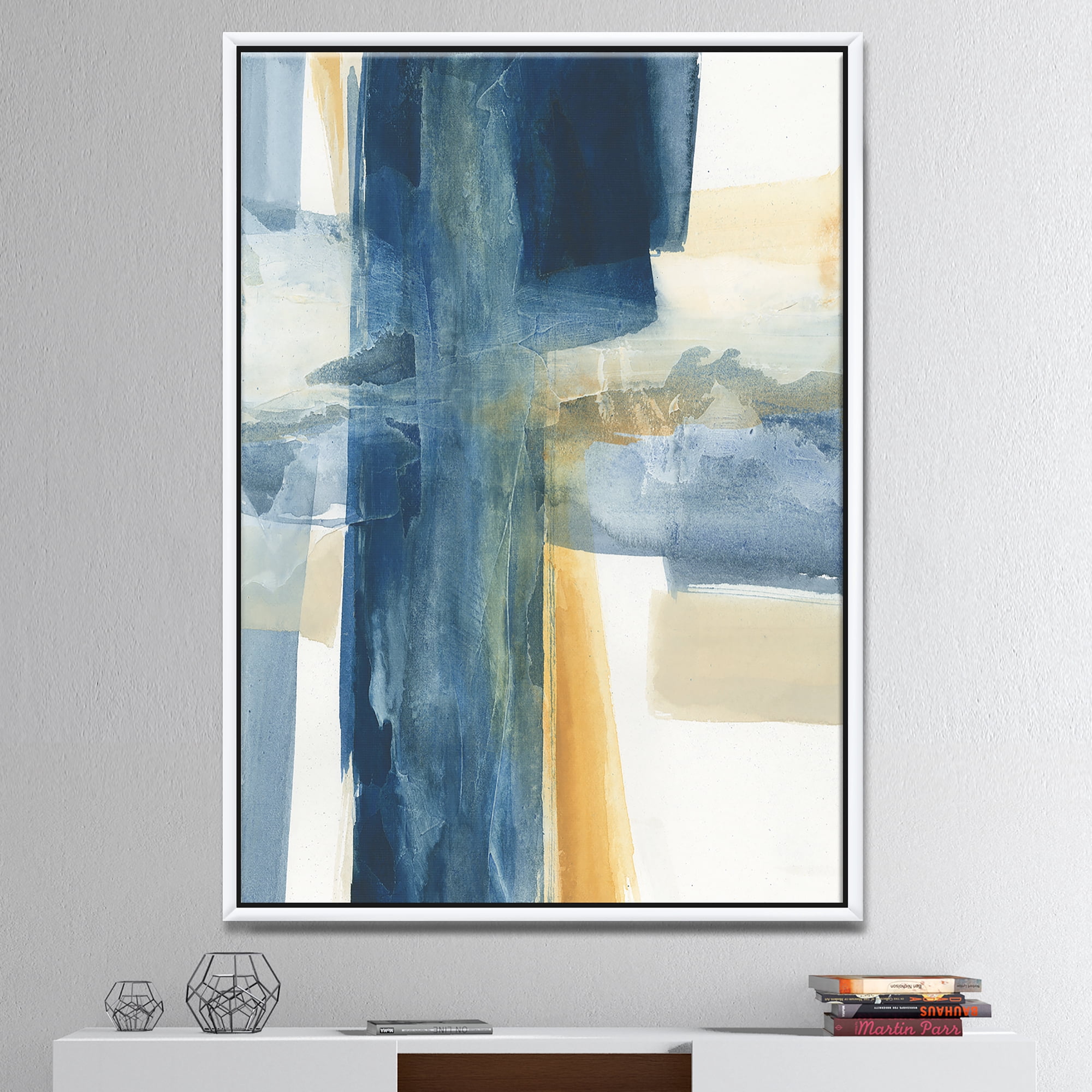 Designart ' Indigo Panel VI ' Glam Modern Framed Canvas