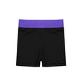 thumbnail image 4 of YiZYiF Kids Girls Stretchy Wide Elastic Waistband Dance Gymnastic Shorts Purple&Black 12, 4 of 6