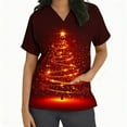 thumbnail image 2 of Wowcloth Women's V-Neck Short Sleeve Top, Christmas Print with Functional Pockets, Breathable Nursing Uniform Shirt for Work and Daily Wear, 2 of 7