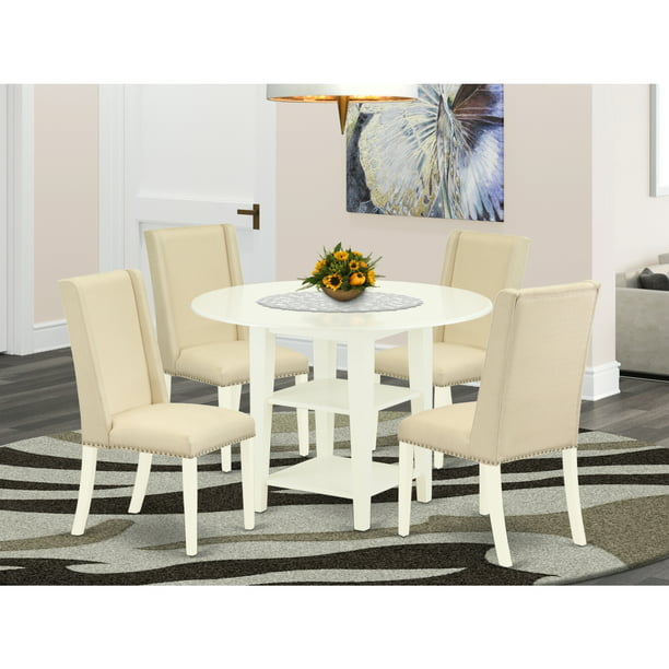 5 Piece Dining Table Set, Round Two Person Chair