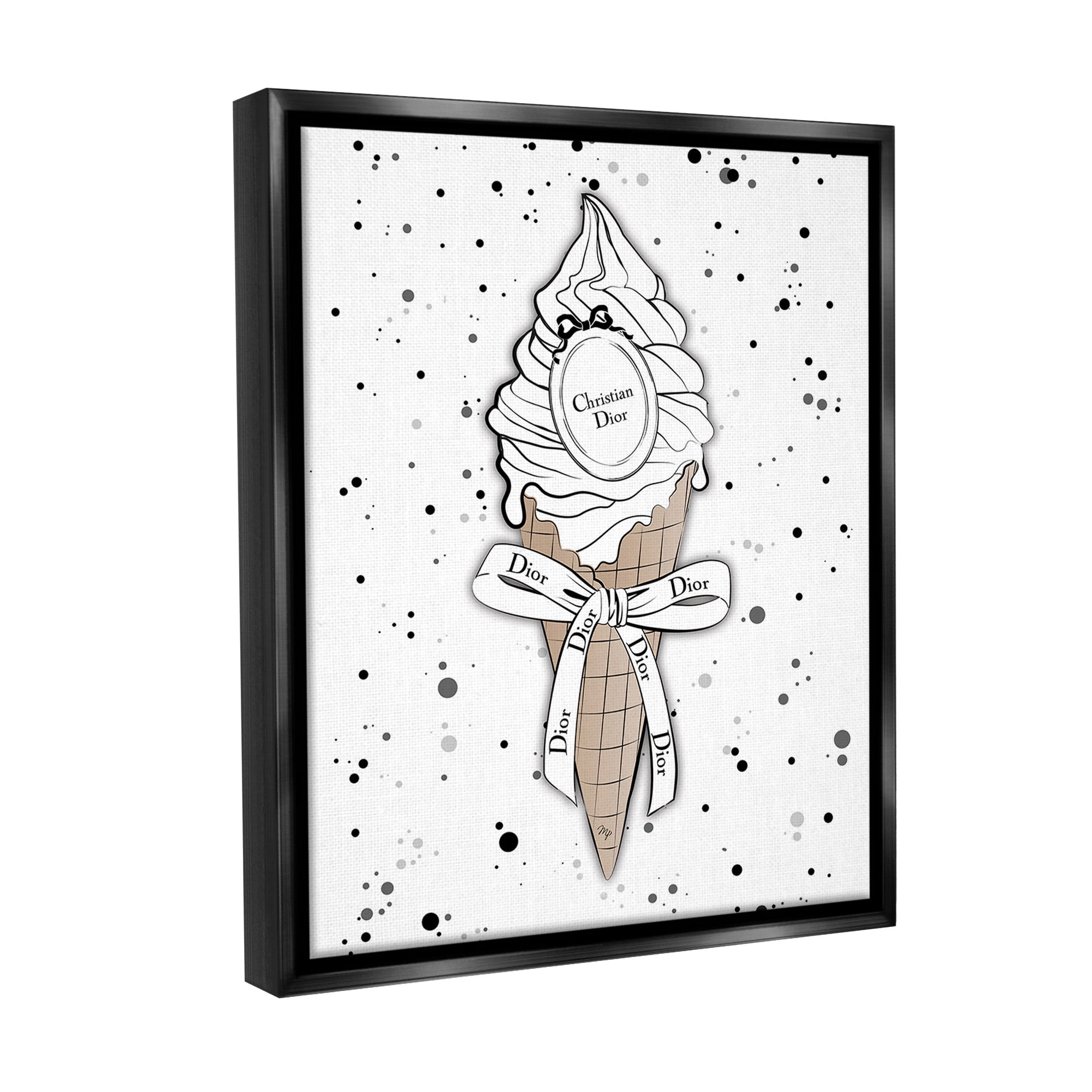 Stupell Industries Glam Brand Dessert Beauty & Fashion Painting Black Floater Framed Canvas Art Print Wall Art, 25 x 31