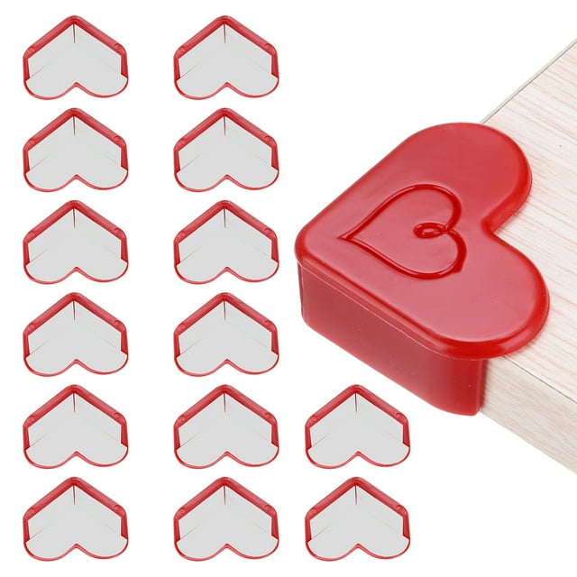 Uxcell Protecteurs d'Angle 24 Pcs Protecteurs d'Angle de Table Garde d'Angle de Meuble et Pare-Chocs de Bords (en Forme de Cœur, Rouge)