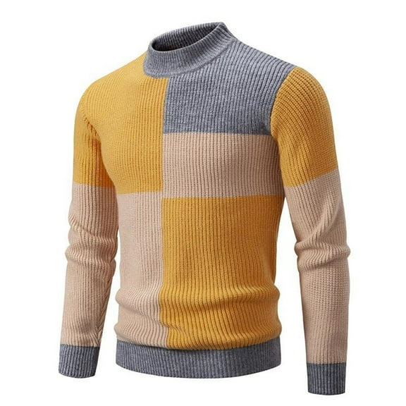 uikmnh Male Autumn and Winter Casual Assorted Colors Long Sleeve Vacation Outdoor Knitted Wool Sweater Top