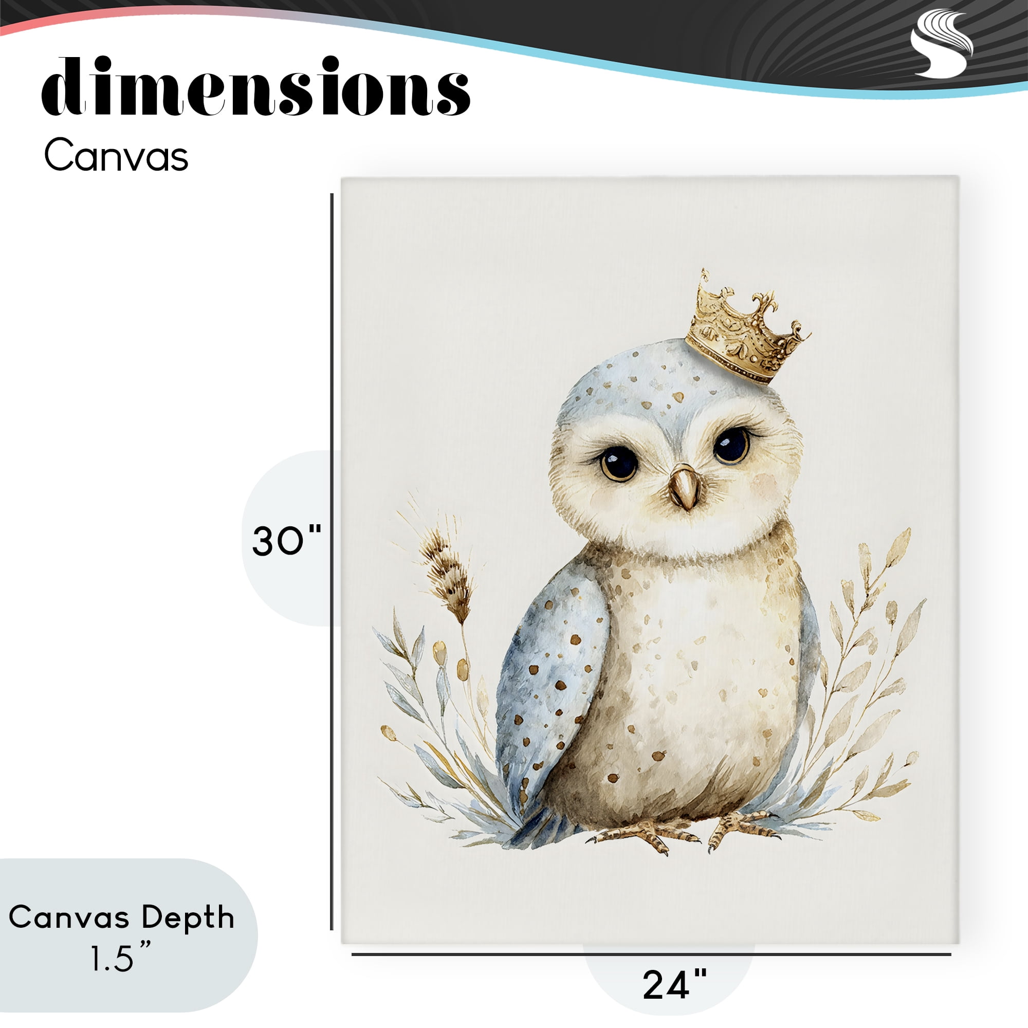Stupell Industries Watercolor Nursery Owl Canvas Wall Art, design by LSR Design Studio