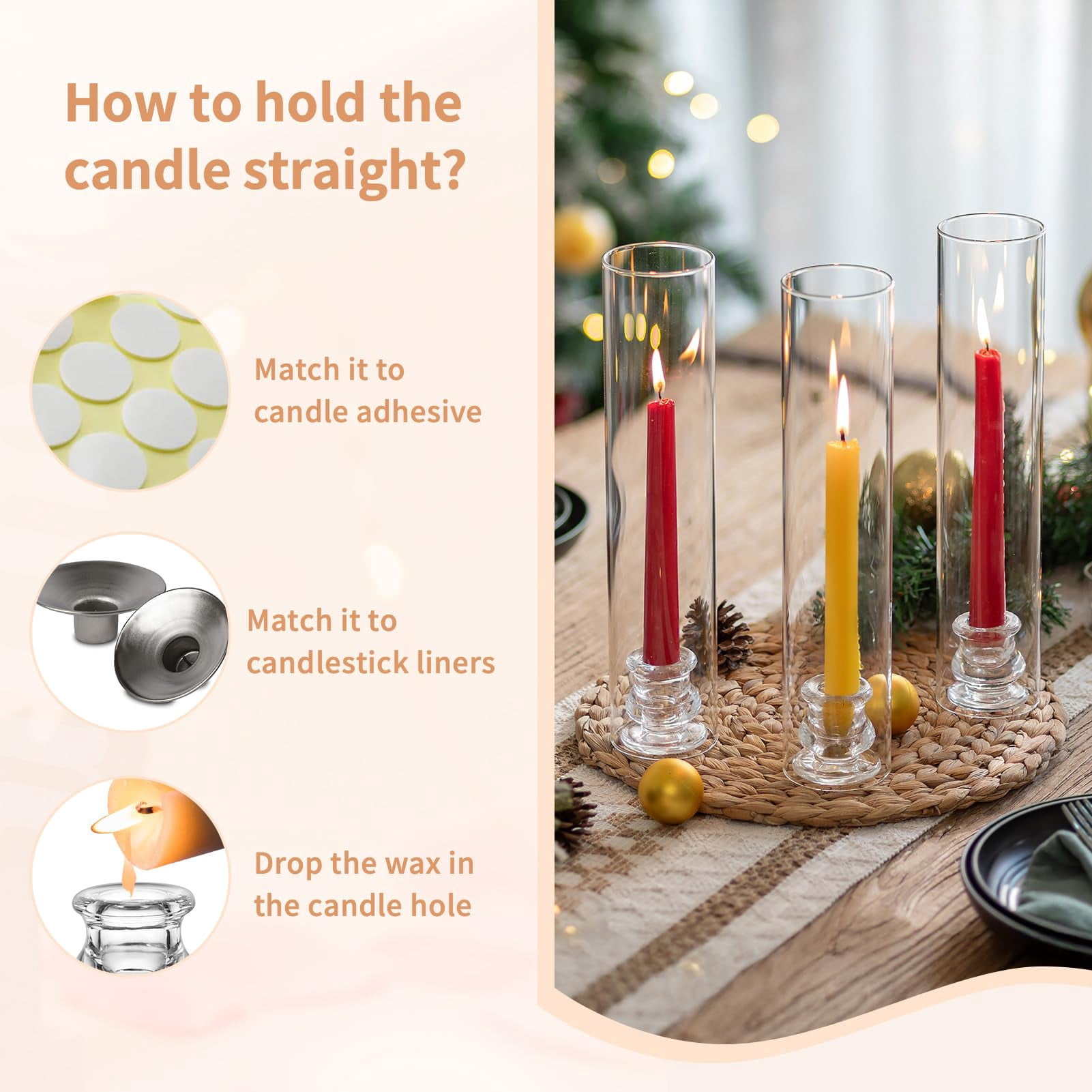 Glasseam Set of 30 Hurricane Candle Holders Bulk: Minimalist Clear Glass Cylinders for Taper Candles Event Wedding Centerpiece Thanksgiving Christmas Party Table Decor 2.36"x12.6"