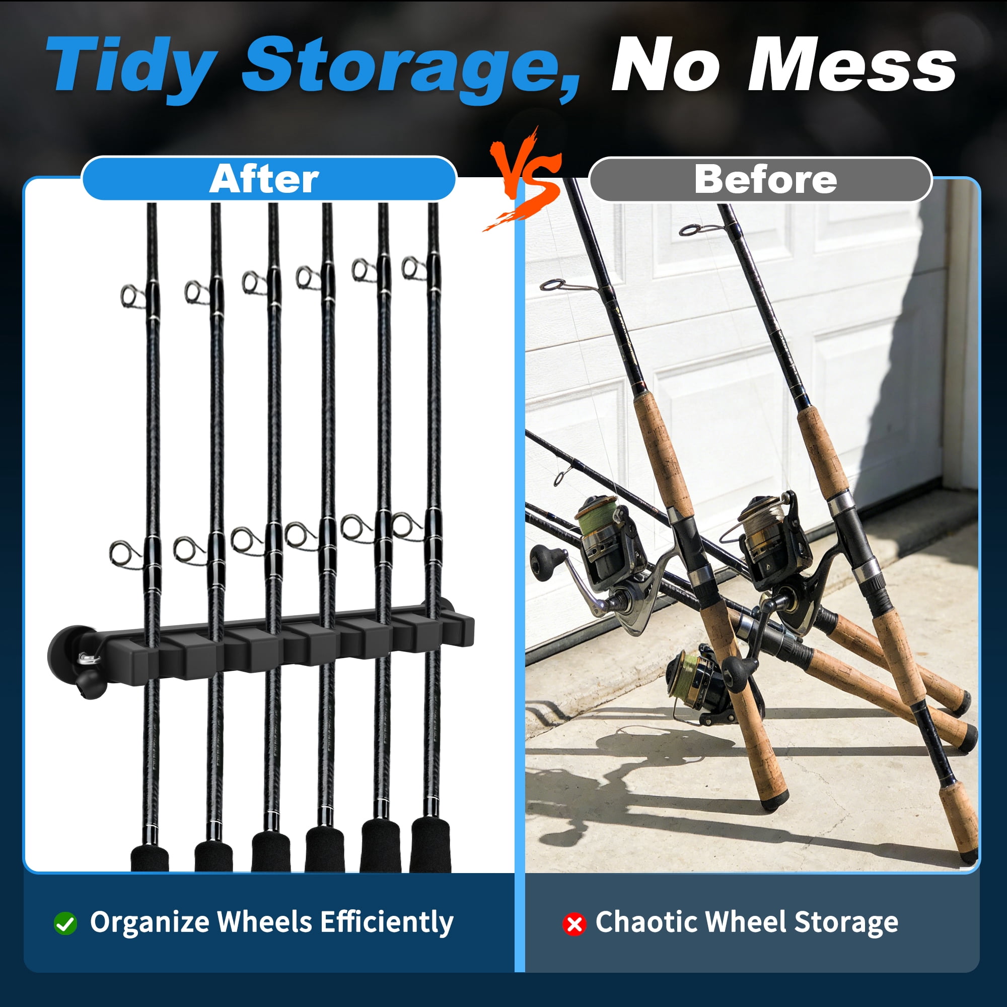 Unique Bargains Magnetic Fishing Rod Holder for Car Black 6 Rods 2 Pcs