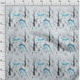 thumbnail image 4 of oneOone Viscose Chiffon Light Blue Fabric Deer Dress Material Fabric Print Fabric By The Yard 42 Inch Wide, 4 of 6