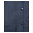 thumbnail image 2 of Carducci Mens Blue Windowpane Wool Blend Slim Fit Suit With Peak Lapels, 2 of 5