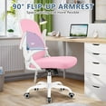 thumbnail image 6 of Winrise Ergonomic Office Chair, Mesh Desk Chair with Adjustable Lumbar Support, Flip-Up Armrests, Mid-Back Computer Swivel Task Rolling Chair, Pink, 6 of 15