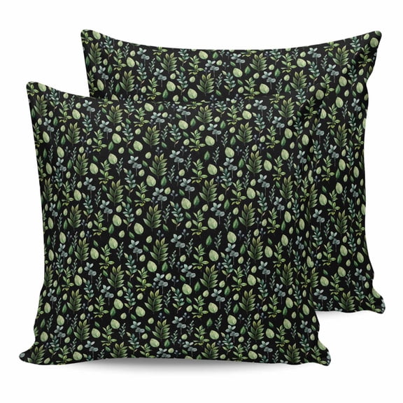 Outdoor Waterproof Throw Pillow Covers Set of 2 Green Leaves Decorative Pillowcases Square Outdoor Pillows Cushion Case 16x16 Inch Berry Pastoral Plant Patio Pillows for Couch Sofa Bed Garden
