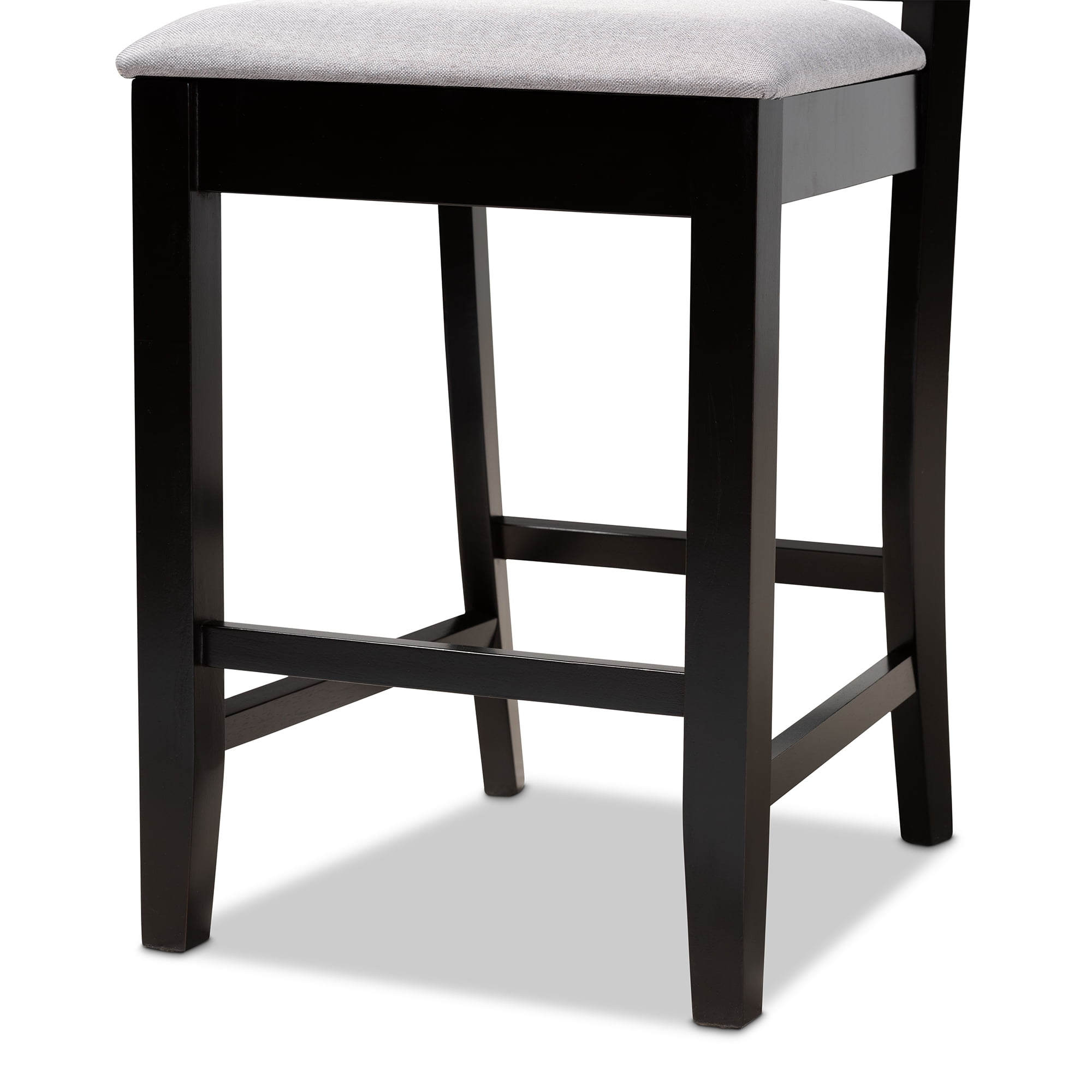 Baxton Studio Devon Modern and Contemporary Grey Fabric Upholstered and Espresso Brown Finished Wood 2-Piece Counter Height Pub Chair Set