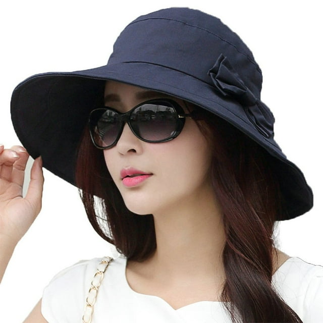 Comhats Sombrero plegable de algodón para el sol para mujer, protección UV, ala ancha, playa, jardinería, viajes, 54-64CM