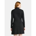 thumbnail image 2 of Time and Tru Women's Mock Neck Mini Dress with Long Sleeves, XS-XXXL, 2 of 4