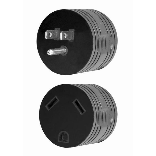 Adaptateur de Cordon d'Alimentation 16-00500 pour Connecter l'Entrée de Courant RV à la Source d'Alimentation Standard; Prise 5-15P et Réceptacle 30 Ampères; Rond; Noir; Sans Verrouillage; Non Étanche; Sans Extrémité Lumineuse
