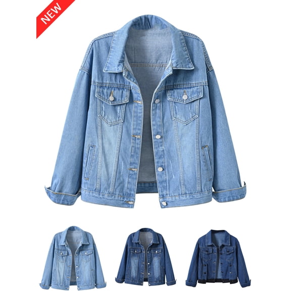 Jean Jacket Women Spring Fall Solid Color Denim Long Sleeve Jacket For A Classic Everyday Layered Look Jean Jacket