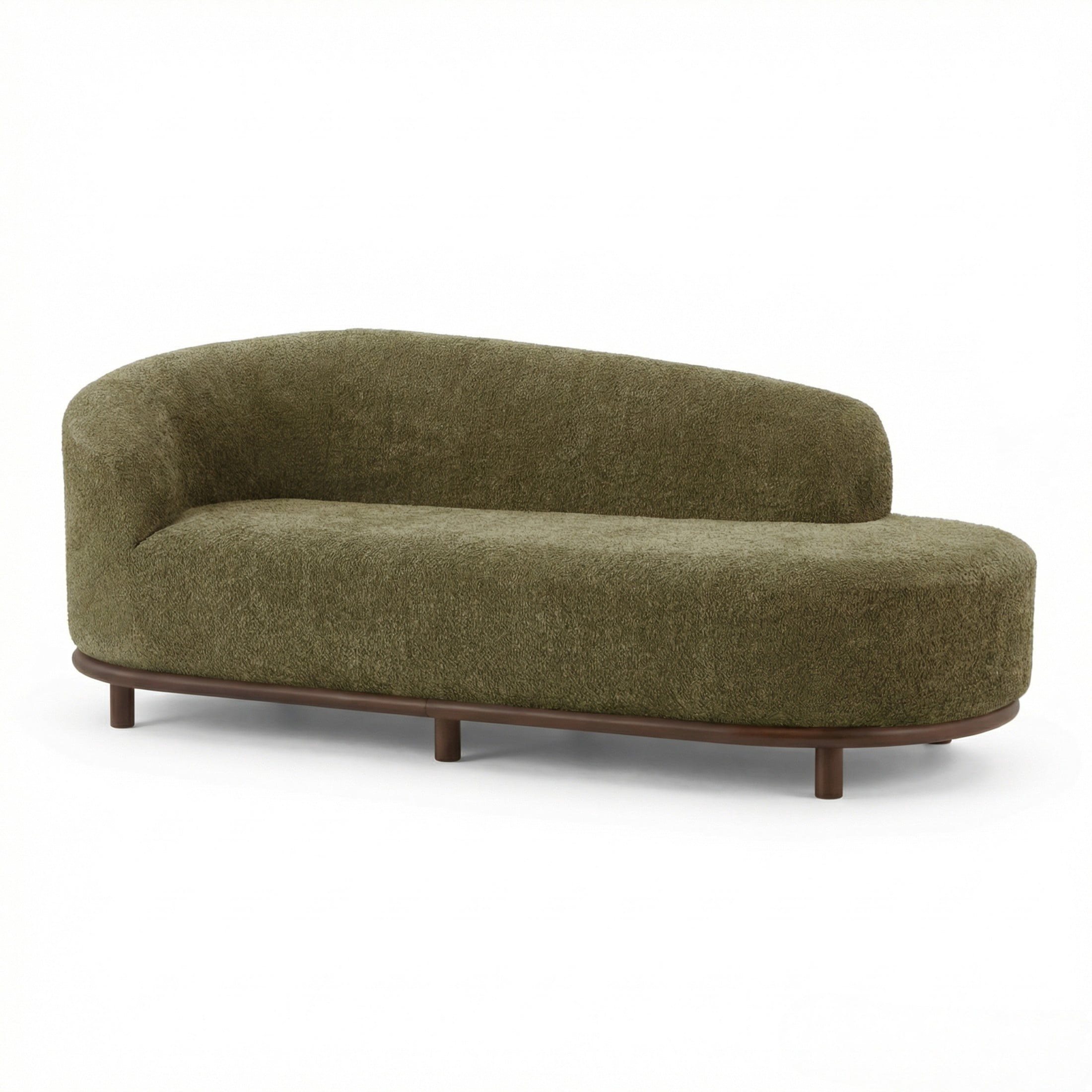 Christopher Knight Home Modern Boucle Chaise Lounge Sofa with 3 Seats, Solid Wood Frame, Green