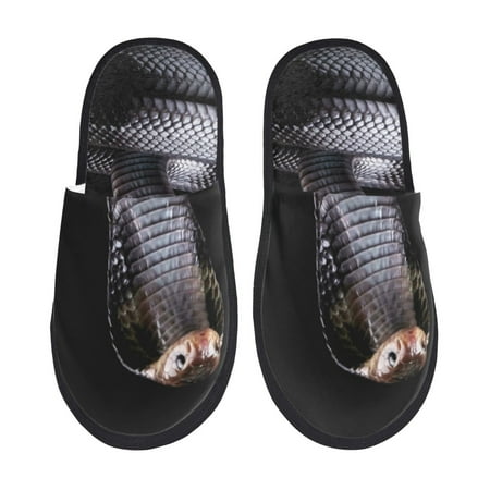 

Tideii Black Cobra Snake for Home Indoor Cotton Slippers Autumn and Winter EVA Plush Slippers Household Supplies Unisex-Large