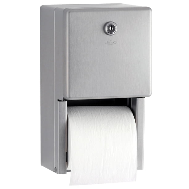 BOBRICK 2888 ClassicSeries Dispensador de papel higiénico de varios rollos para montaje en superficie, de acero inoxidable, acabado satinado, 5-15/16" de largo, 11" de alto, 6-1/16" de ancho