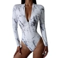 thumbnail image 2 of pxiakgy one piece bathing suit for women onepiece onepiece women's bikini zipper long swimsuit sleeve swimsuit surfwear zipper printed swimwears white + m, 2 of 9