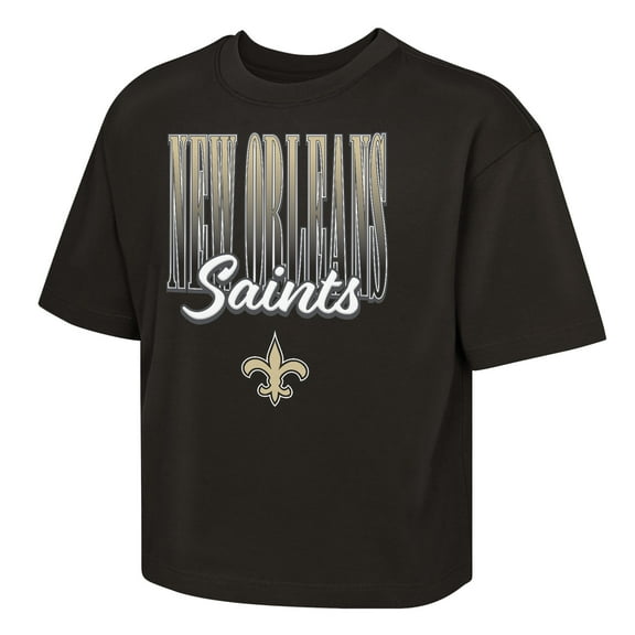 Girls Youth Outerstuff  Black New Orleans Saints Big City Boxy T-Shirt