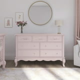 Evolur Aurora 7-Drawer Double Dresser in Pink Pearl, Spacious Drawers - Walmart.com