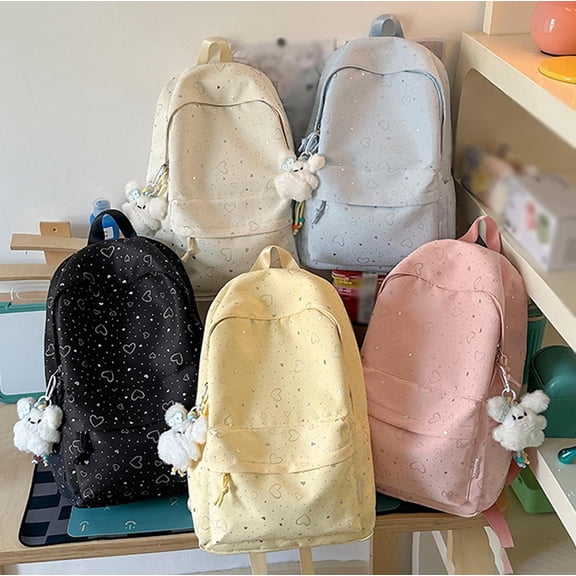 jiaxiM School Backpacks for Ages 5th 6th 8th 10th - Polka Dot Heart Printed Large Capacity School Bag for Primary School, Middle Elementary, High School, Park, Travel, Campus Life