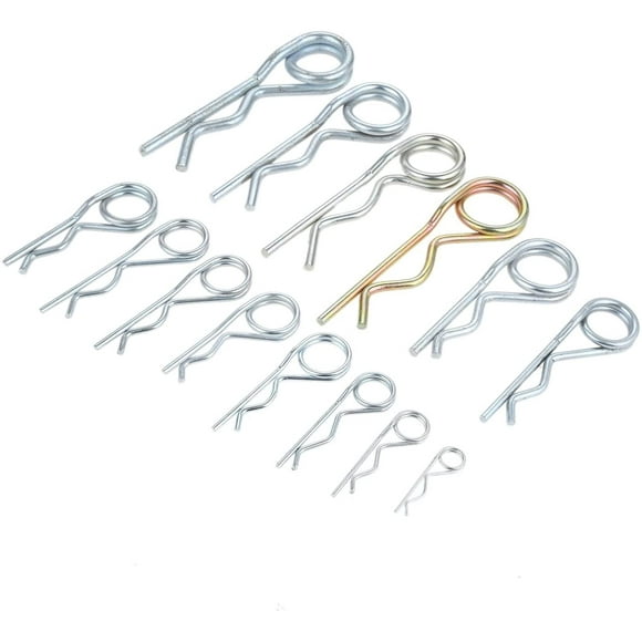 Split pin 20/10/5/2/1Pcs Steel Spring Pin Double Ring Loop R Type Pin Safety Cotter Wave Pin Clip Hairpin Retaining for Trailer Cargo Boat Fine Workmanship, wear-Resistant and Practical