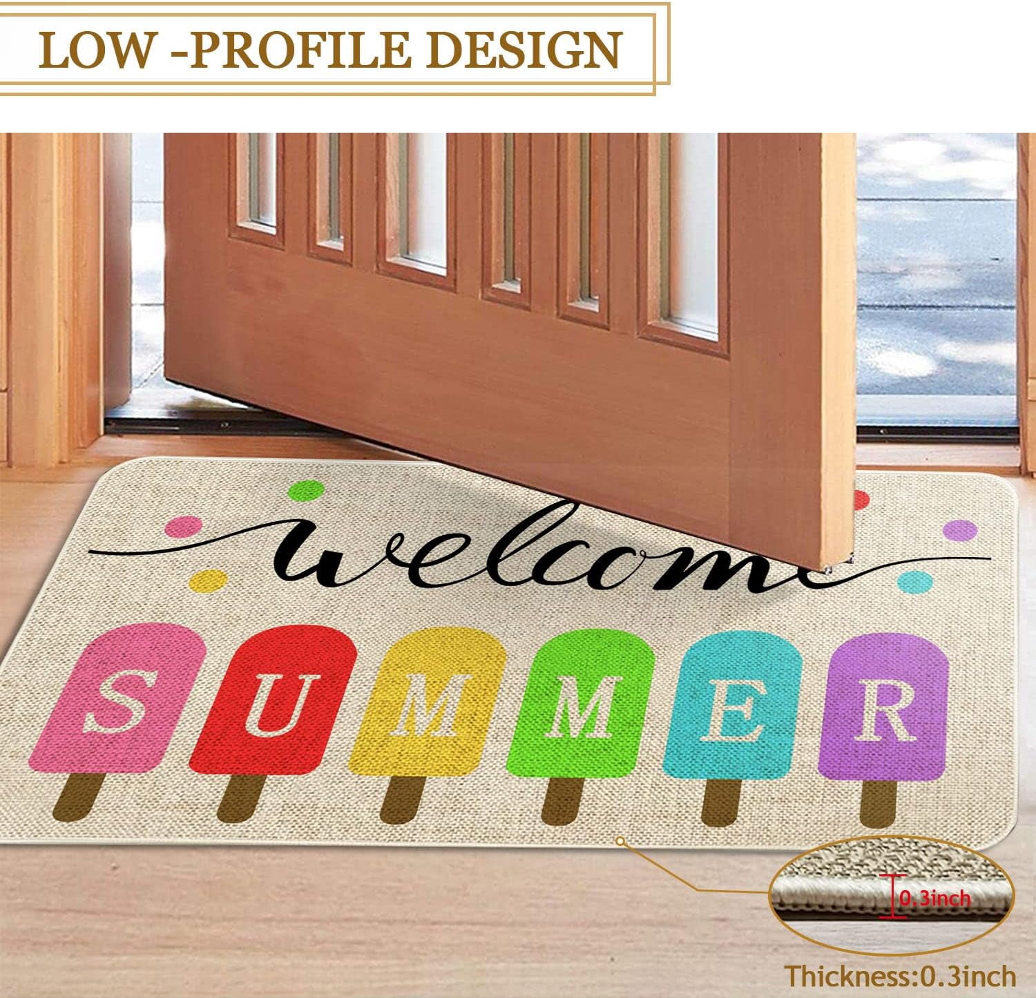 Summer Door Mat 30 X 17 Inch Welcome Summer Doormat Indoor Outdoor Entrance Floor Mat Non Slip Summer Decor Rubber Welcome Mats