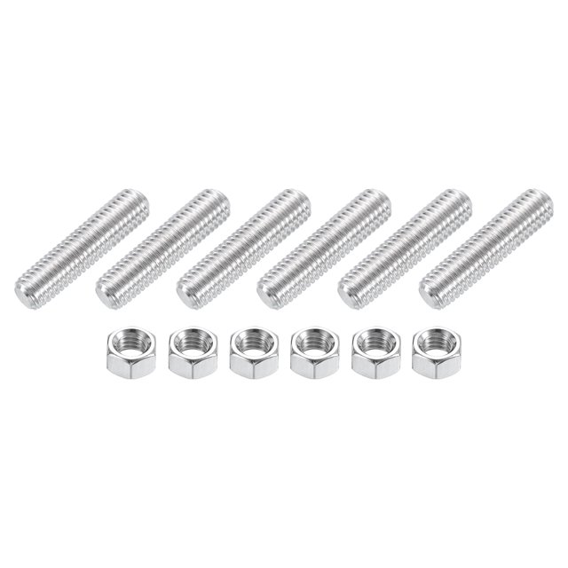 3/8"-16 Fully Threaded Rod, 6Pack 304 Stainless Steel 1.8" Long Threaded Screw