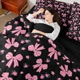 thumbnail image 4 of jejeloiu Kawaii Bow Bowtie 7-Piece Bedding Comforter Set,Pink Cute Flower Floral King Bedding Sets For Girls Teens Reversible, 4 of 8