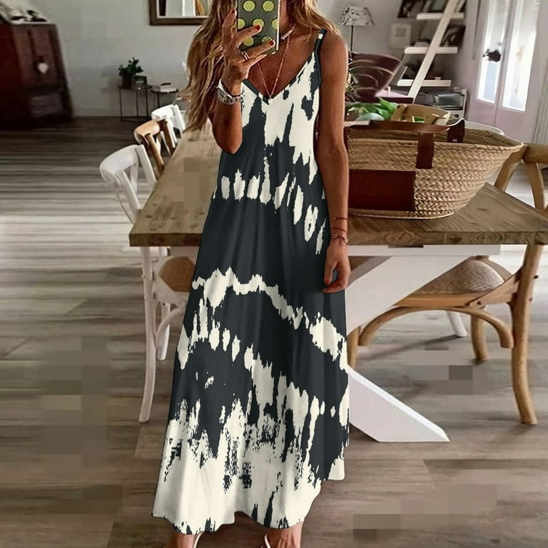 chinese dress ladies Tie Dye Long Sleeve Maxi Dress in Black