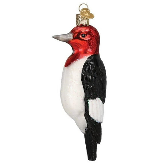 Old World Christmas Red-Headed Woodpecker Glass Blown Ornament for Christmas Tree