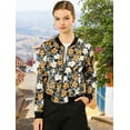 thumbnail image 2 of INSPIRE CHIC Blouson Bomber Court à Imprimés Floraux pour Femme à Col Montant à Fermeture à Glissière, 2 of 6