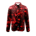 thumbnail image 4 of BVOFAR Valentines Day Dress Shirt Men Stylish Loose Fit Long Sleeve Shirts Button Down Heart Print Blouses Mens Vacation Top, 4 of 5