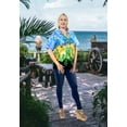 thumbnail image 5 of HAPPY BAY Hawaiian Shirts Womens Floral Summer Beach Party Blouse Shirt V Neck Blouses Short Sleeve Vacation Tops Casual Dress Shirts for Women XXL Motor Ride, Royal Blue, 5 of 5