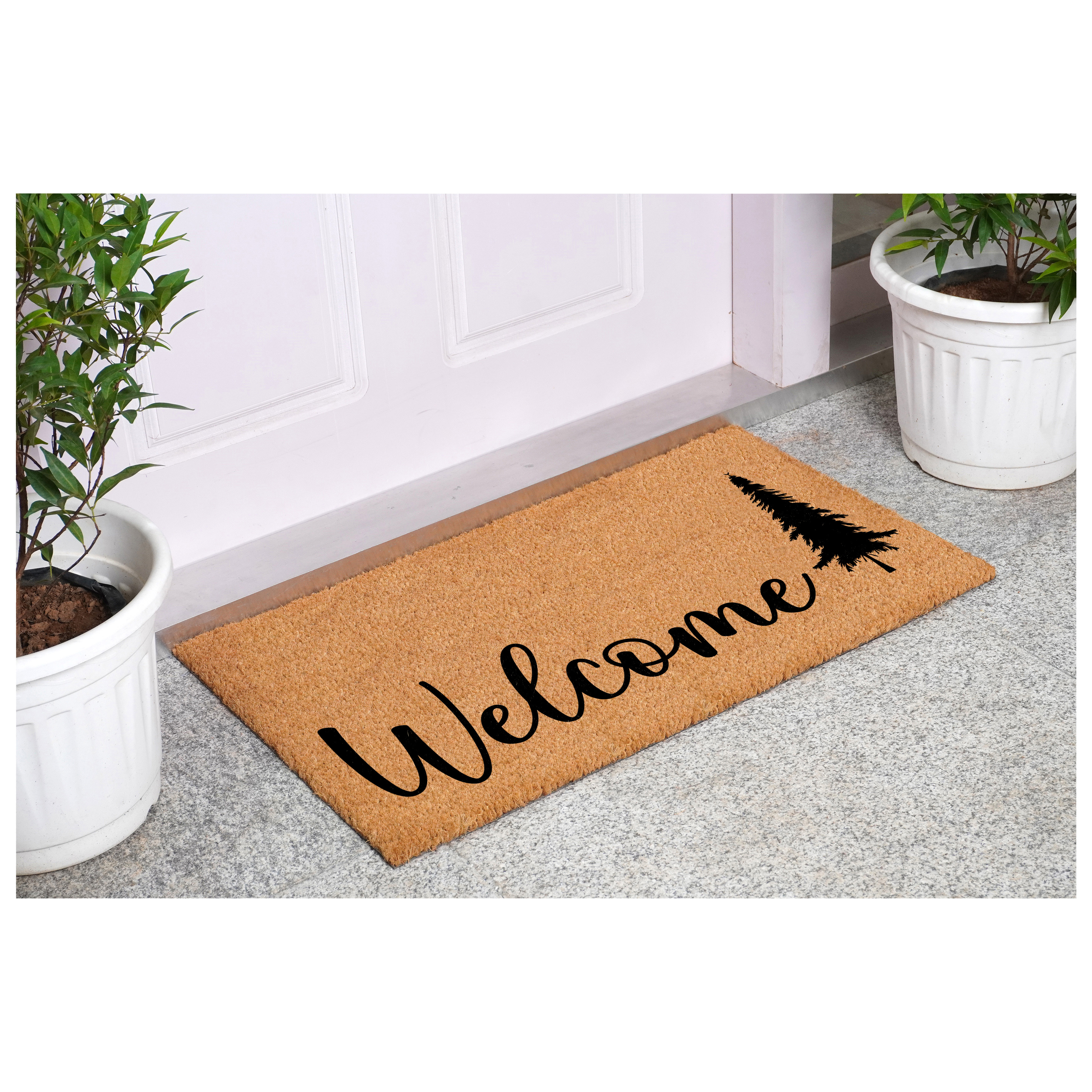 Pine Tree Welcome Doormat, 17" x 29"