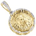 thumbnail image 2 of 10K Yellow Gold Genuine Diamond Mens Roaring Lion Round Medallion Pendant 1/4 CT, 2 of 6