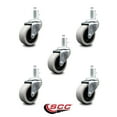 thumbnail image 2 of 2 Inch Polyurethane Wheel 5/16 Inch Threaded Stem Caster Set of 5 Service Caster, 2 of 2