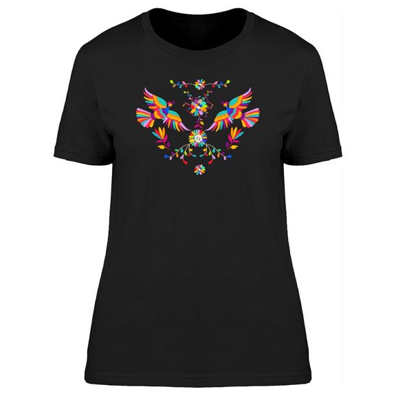 Colorful Birds Otomi Style T-Shirt Women -Image by Shutterstock, Female Medium